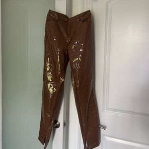 House of CB tan vegan leather trousers